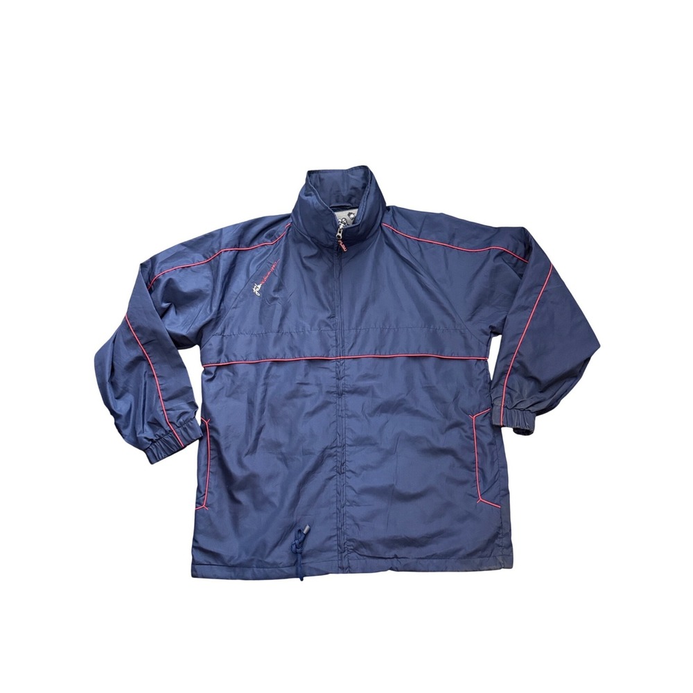Vintage FUBU The Collection Windbreaker Jacket Navy Blue Red Piping Mens M